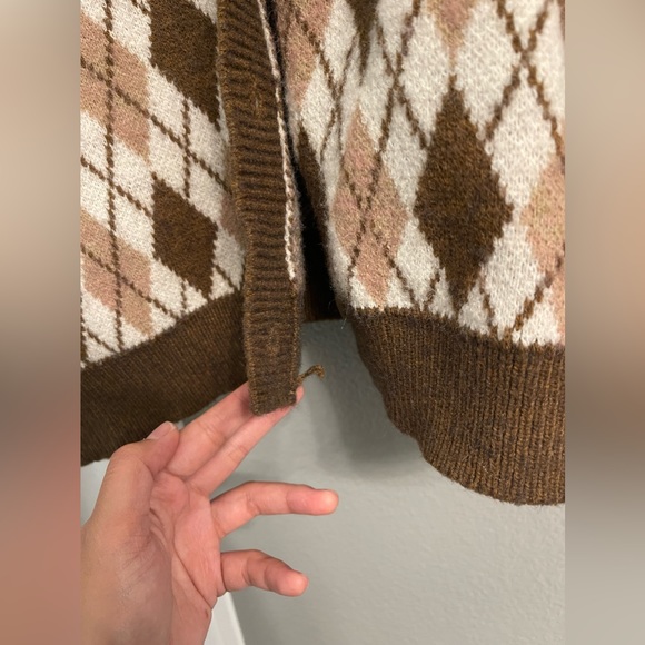 Shein Knit Cardigan Sweater - Brown, Cream (L) - Picture 7 of 7